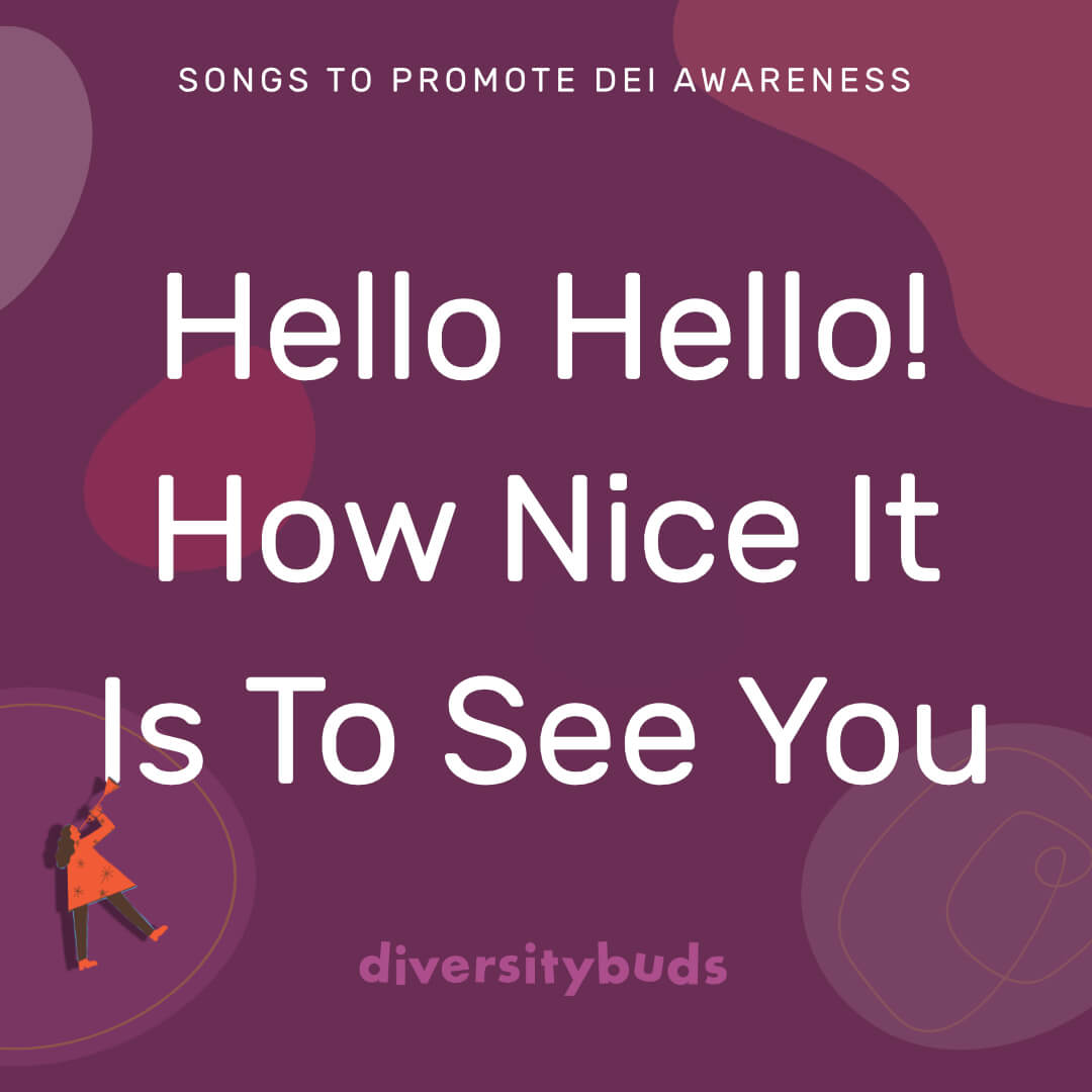 White text on purple background: Hello Hello! How nice it is to see you